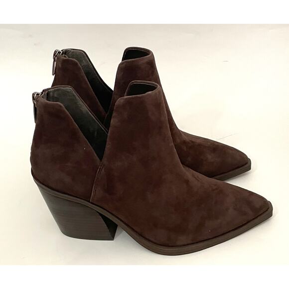 Vince Camuto Suede Leather 3.5" Heel Pointed Toe Bootie Brown Size 6 NEW - Picture 3 of 7